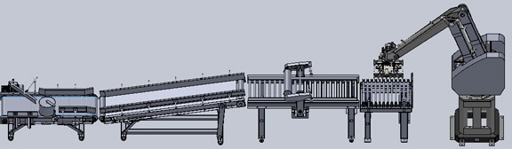 機(jī)器人碼垛輸送線示意圖